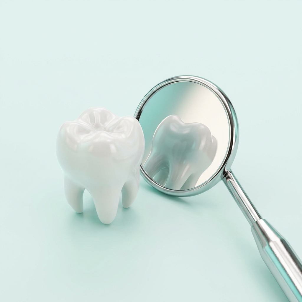 Mô phỏng răng sạch khỏe và dụng cụ khám nha khoa 3D